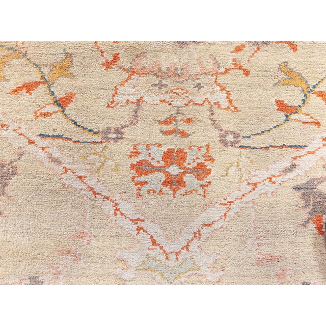 Pink Antique Turkish Oushak Rug For Sale - Image 8 of 9