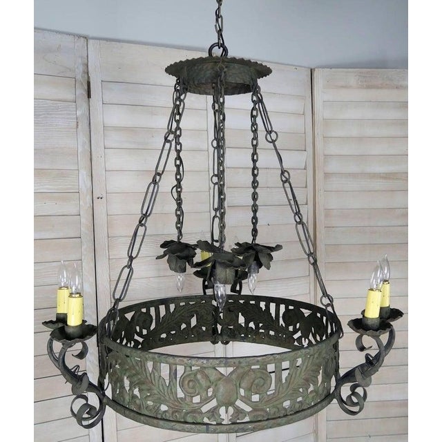Baroque 19th Century Spanish Wrought Iron Chandelier For Sale - Image 3 of 9
