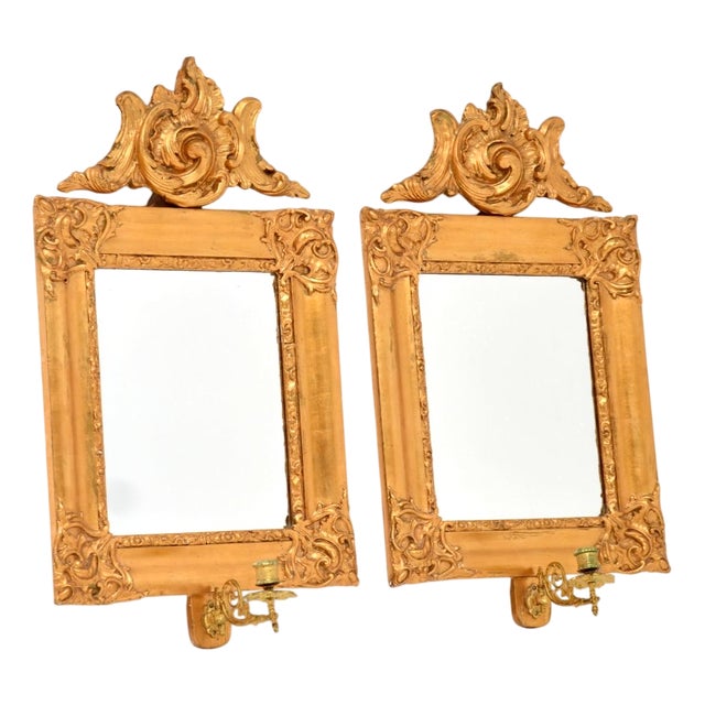 Antique Swedish Gilt Wood Mirrors, 1880, Set of 2 For Sale