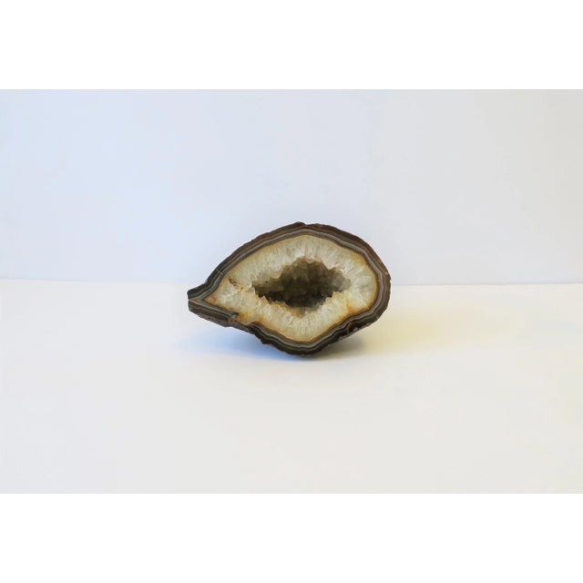 Mid 20th Century Agate Geode White and Brown Natural Sculpture For Sale - Image 5 of 9