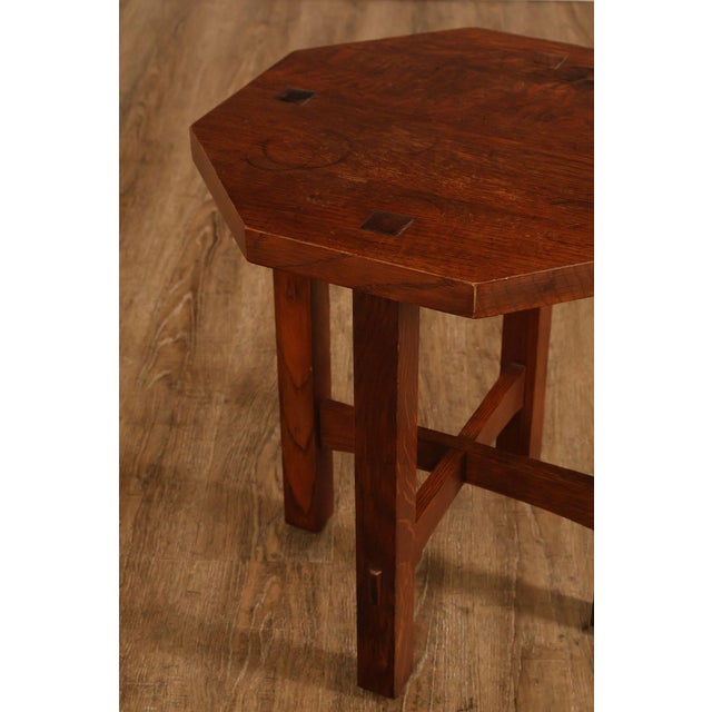 1990s Stickley Mission Collection Oak Octagonal Tabouret Table For Sale - Image 5 of 18