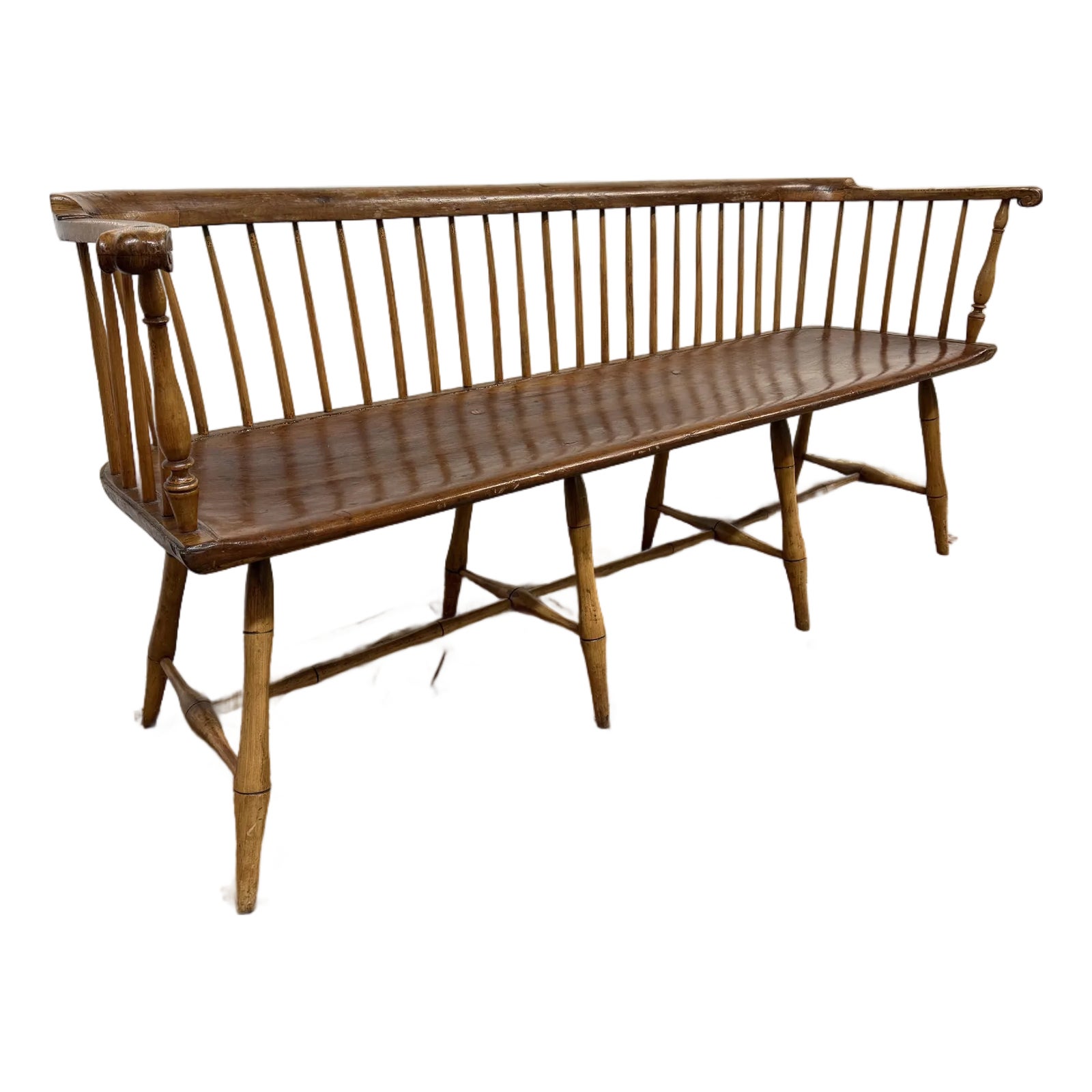 Philadelphia Low Back Windsor Eight Legger Settee, 18th Century
