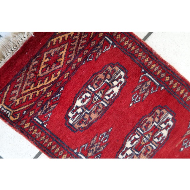 1960s, Handmade Vintage Uzbek Bukhara Rug 1' X 3.9' For Sale In New York - Image 6 of 9