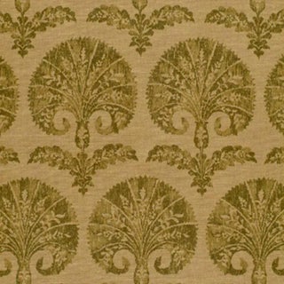 Schumacher Tasha Carnation Fabric in Basil For Sale