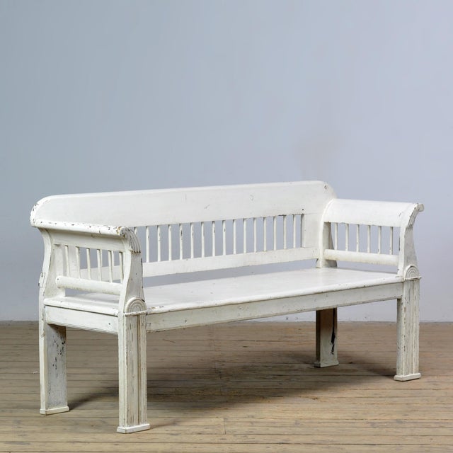 Rustic Antique Pine Bench, 1900s For Sale - Image 3 of 12