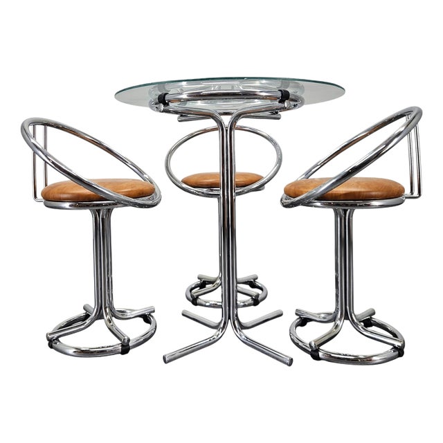 Mid-Century Modern Dining Chairs with Table, Italy, 1970s, Set of 5 For Sale
