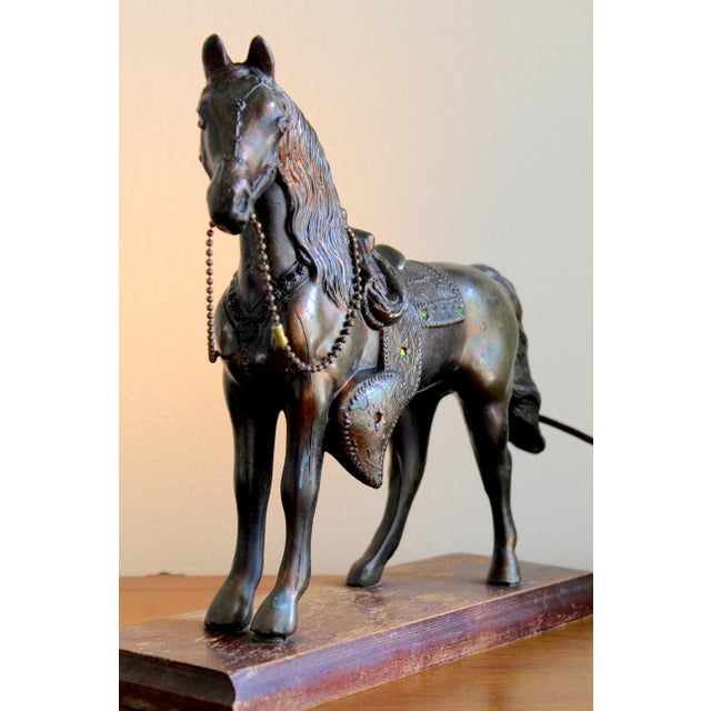 Mid-Century Modern Vintage Mid-Century Western Horse Tv Lamp With Jeweled Saddle Accent, Circa 1950s–1960s For Sale - Image 3 of 13