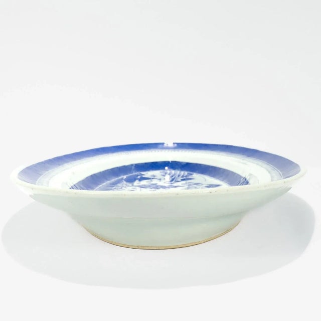 Large Antique Blue & White Canton Chinese Export Porcelain Fish Platter or Tray For Sale - Image 9 of 12