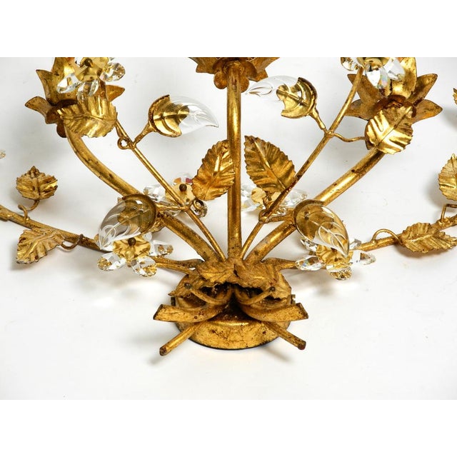 Large Italian Wide Gilt Florentine Wall Lamp with Three Sockets For Sale - Image 12 of 17
