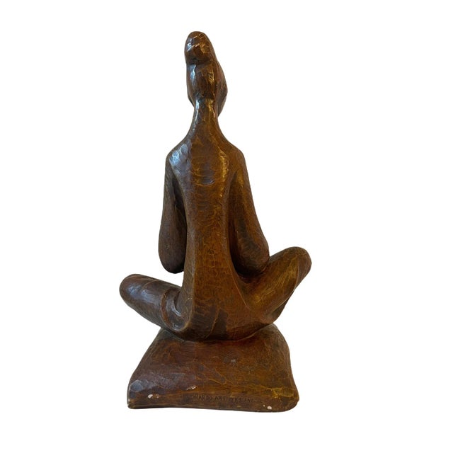 Mid Century Sculptured Ceramic Composite Woman Playing Flute For Sale - Image 4 of 10