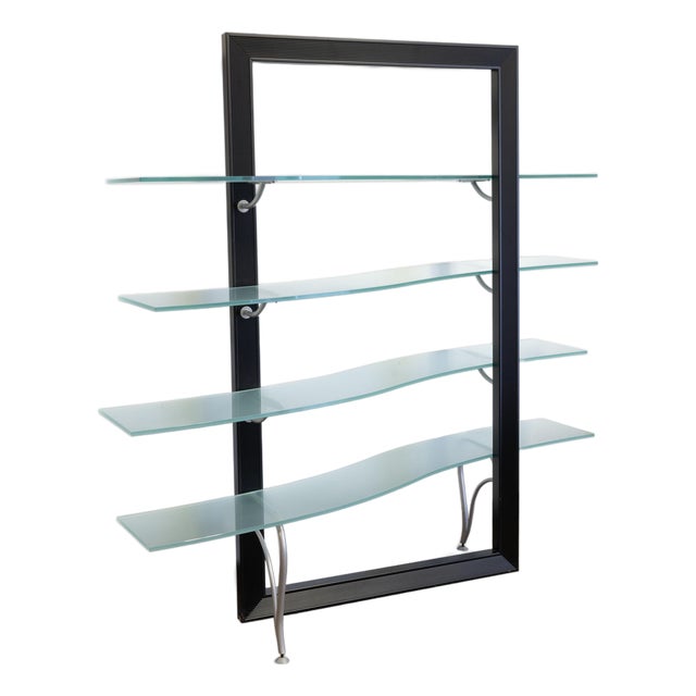 Cattelan Italia Flexa Metal and Frosted Glass Bookshelf For Sale