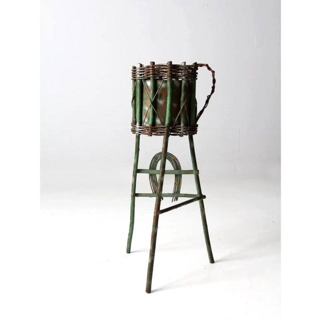 Antique Folk Art Twig Plant Stand For Sale - Image 10 of 12