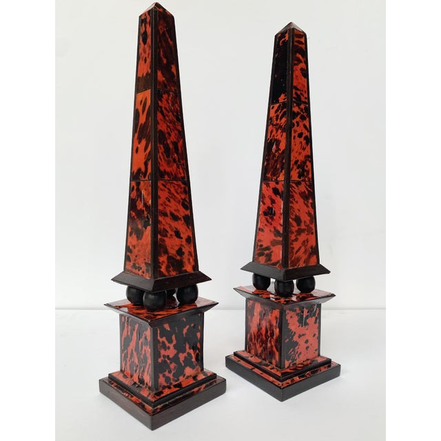 Vintage Obelisks With Faux Shell Veneer - A Pair For Sale - Image 4 of 12