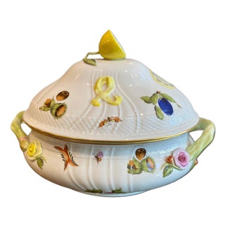 Late 20th Century Herend Queen Victoria Green Soup Tureen For Sale