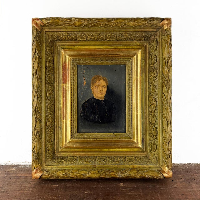 French Artist, Portrait of a Woman, 1800s, Oil on Board, Framed For Sale - Image 14 of 14