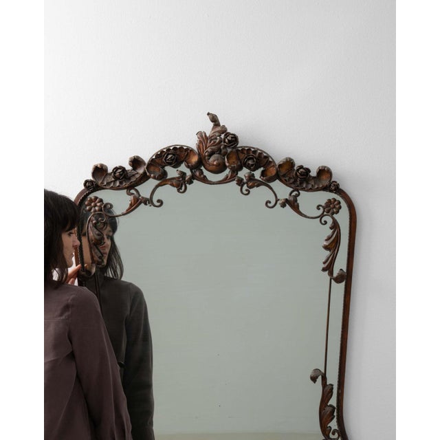 Italian Wrougt Iron Neo Baroque Mirror Italy Mid 20th Century For Sale - Image 4 of 11