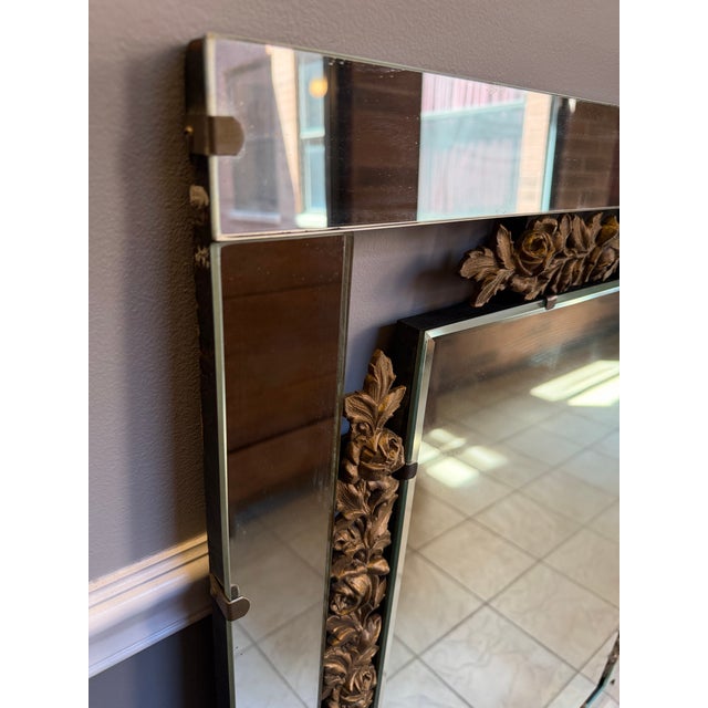 Vintage 1950s Parisian Apartment Large Monumental Ornate Wall Mirror For Sale - Image 4 of 9