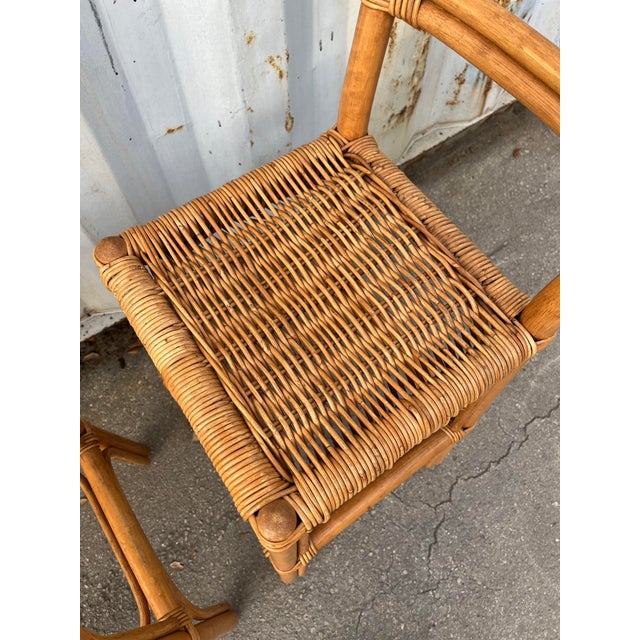 Pair of Coastal Style Rattan Bar Stools, Circa 1970s For Sale - Image 12 of 12