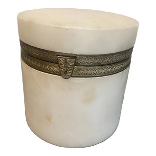 19th Century Italian Marble and Brass Lidded Jar For Sale