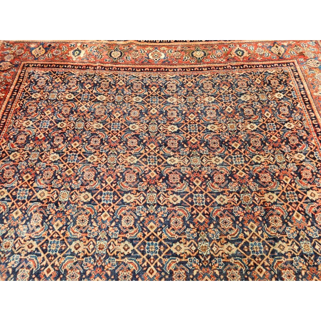Persian Vintage Persian Mahal Sultanabad Rug, Hand-Knotted Wool, Geometric Pattern, Navy & Red, 10x13 For Sale - Image 3 of 10