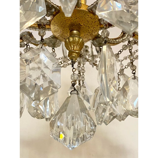 Gilt Iron & Glass Chandelier, 1960s For Sale - Image 4 of 10