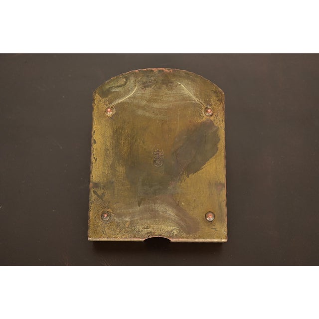 Roycroft Arts & Crafts Brass Finished Hammered Copper Perpetual Desk Calendar Frame For Sale - Image 10 of 13