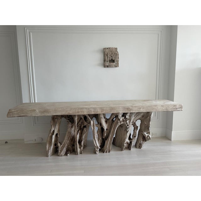 Wood Andrianna Shamaris Monumental Organic Teak Wood Root Console Table For Sale - Image 7 of 18
