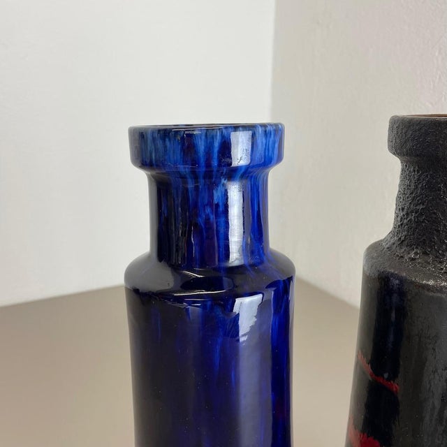 Black Fat Lava Pottery Vases from Scheurich, Germany, 1970s, Set of 2 For Sale - Image 8 of 18