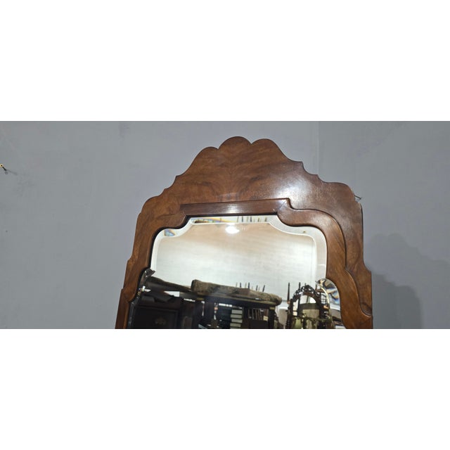 Queen Anne Burr Walnut Cheval Mirror, 1920 For Sale - Image 3 of 12