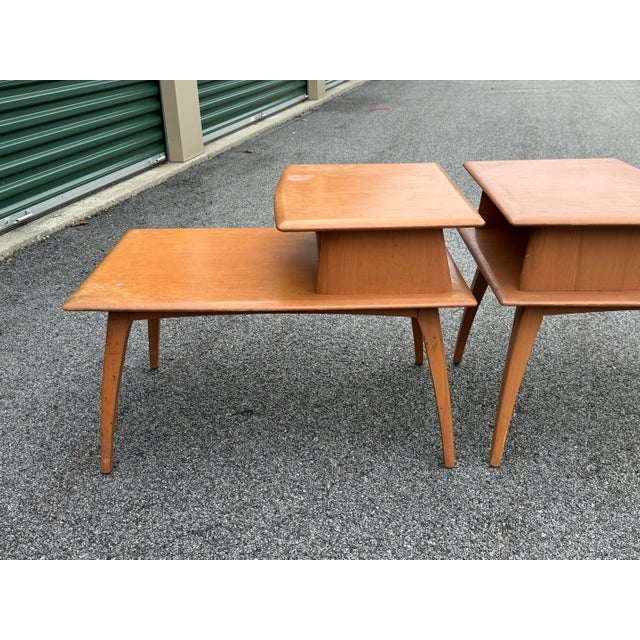 １*s様 ★US Vintage 50s Step Table Vintage 1950s Soild Maple Wood Step-Back Side Tables, a Pair