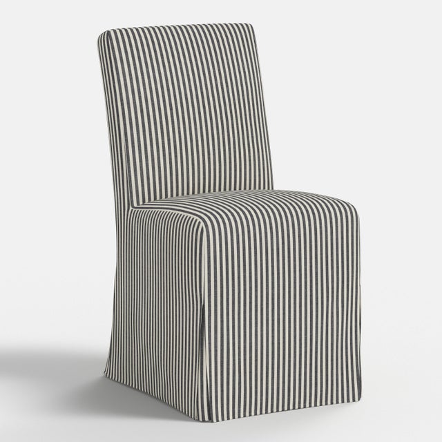 Spritely Home Slipcover for Stoffer Home x Cloth & Company for Lindy Slipcover Dining Chair in Jane Stripe Carbon For Sale - Image 4 of 7