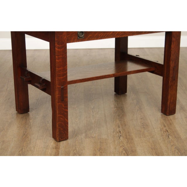 Lifetime Furniture Antique Mission Oak Library Table Writing Desk For Sale - Image 12 of 12