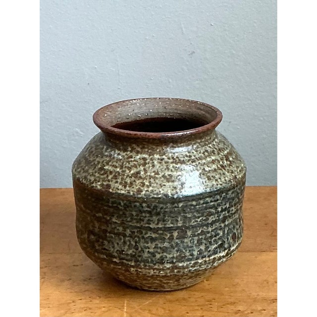 Vintage Speckled Pottery Vase For Sale - Image 12 of 12