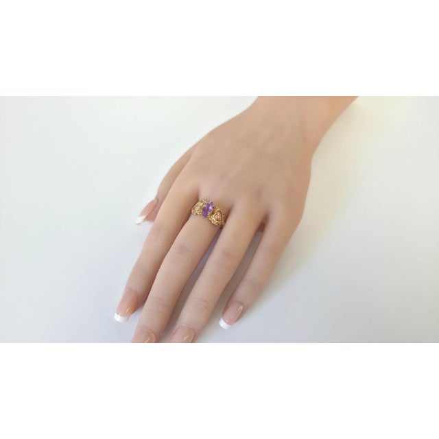 Antique 14k Yellow and Rose Gold Amethyst Sweetheart Ring, Circa 1890–1910, Size 10 For Sale - Image 10 of 17