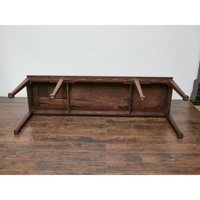 English English Neoclassical Style 19th Century Mahogany Console Table with Carved Swags For Sale - Image 3 of 11