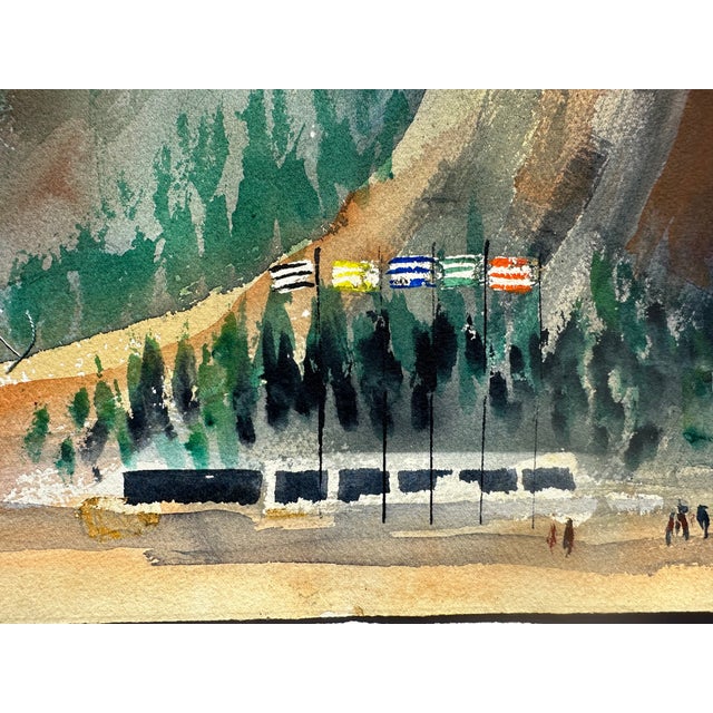 Mid-Century Modern 1960s Strong Cliff Original Watercolor Painting For Sale - Image 3 of 6