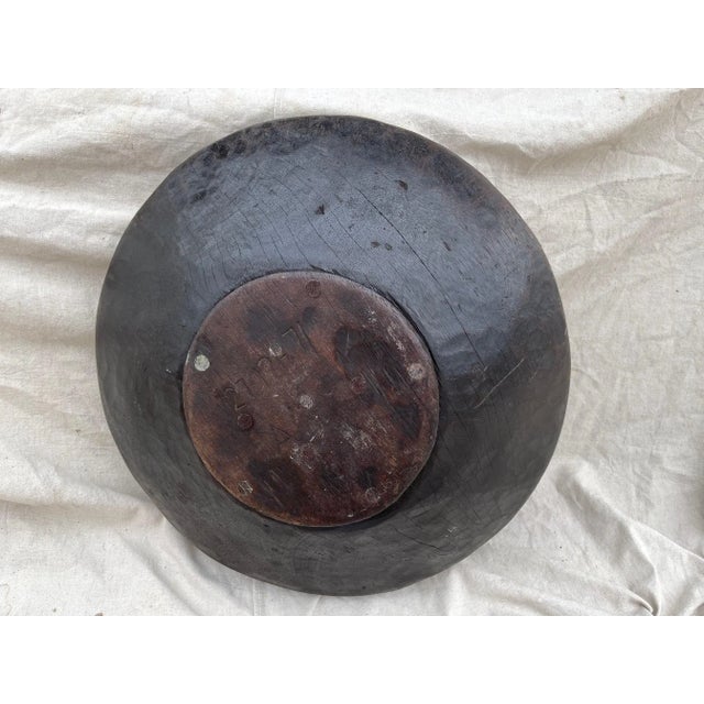 Antique Large 23.25in Round Primitive Wood Turned Bowl For Sale In Palm Springs - Image 6 of 8