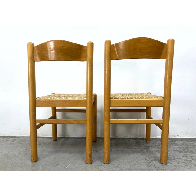 Brown A Set of Four Vintage Rush Seat Dining Chairs For Sale - Image 8 of 13