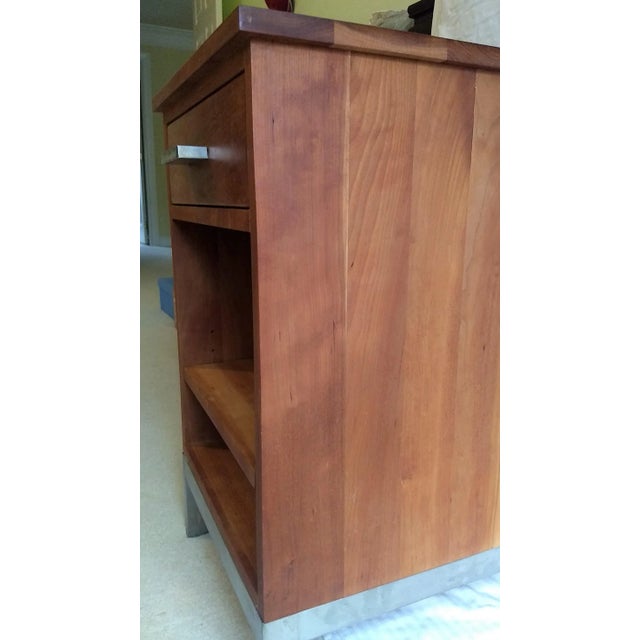 Wood Room & Board Linear Solid Cherry Wood Nightstand Drawer Table For Sale - Image 7 of 11