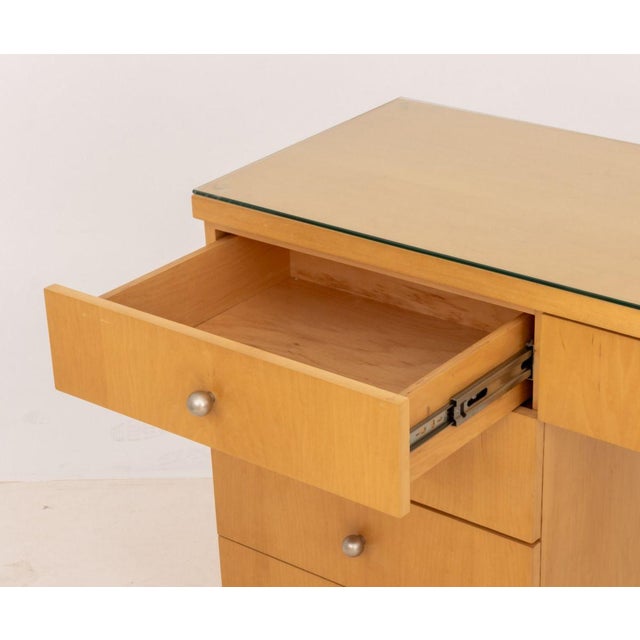 Brown Art Deco Style Blonde Wood Writing Desk For Sale - Image 8 of 10