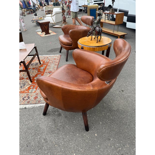 French Mid Century Leather Club Chairs, Pair For Sale In Atlanta - Image 6 of 6