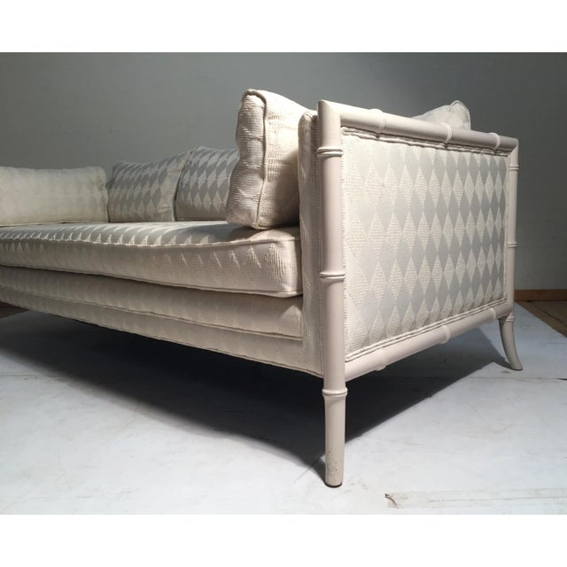 Vintage Faux Bamboo Sofa Attributed to Robsjohn Gibbings For Sale - Image 9 of 12
