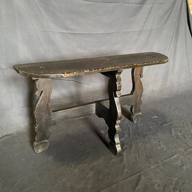 Baroque Antique Spanish Ebony Demilune Tables, Consoles or Side Tables -A Pair For Sale - Image 3 of 12