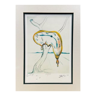 1970s Melting Clock Surrealist Abstract Lithograph Attribute Salvador Dali For Sale