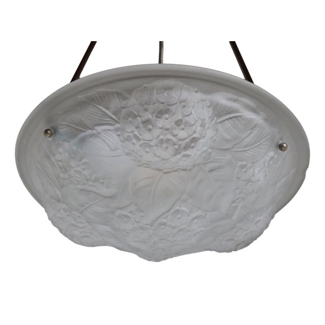 Vintage Art Deco French Pendant Light in Glass, 1920 For Sale