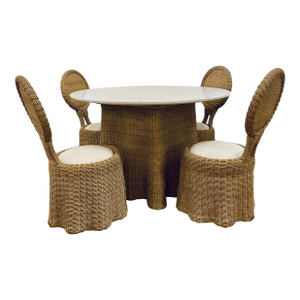 Celerie Kemble for Lane Venture Wicker Rattan Crispin Wave Indoor/Outdoor Dining Table Set