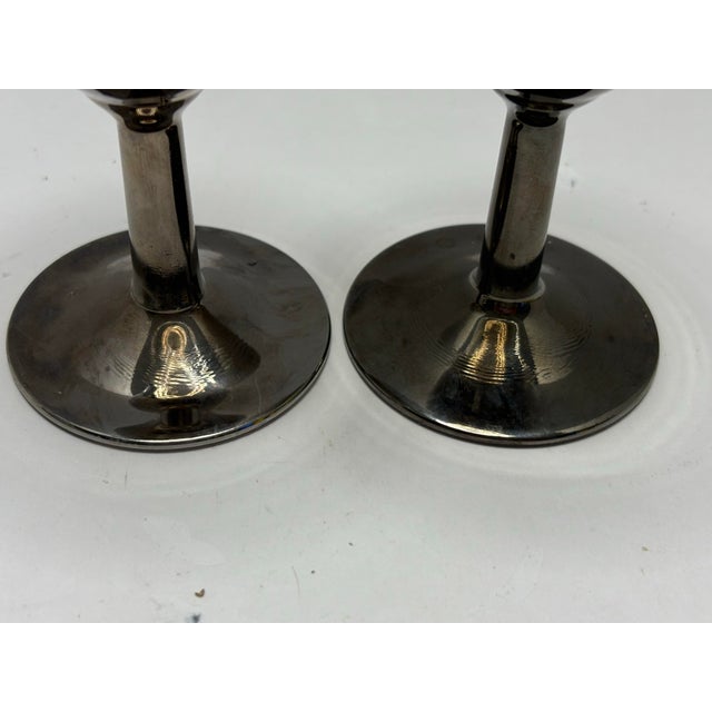 Mid-Century Modern Vintage French Smoked Glass Wine Goblets | Unmarked Mid Century Modern Gray Stemware | Set of Two | Sherry Cordial Aperitif For Sale - Image 3 of 9