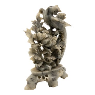 Mid 20th Century Chinese Soapstone Hand-Carved with Phoenix For Sale