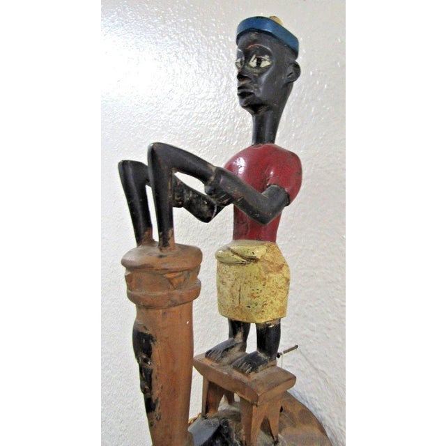 Antique Hand-Carved Guro Mask of the Ivory Coast Featuring a Seated Figure For Sale - Image 4 of 15