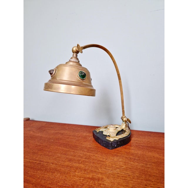 Art Nouveau Desk Lamp in Brass and Black Marble, 1910s For Sale - Image 17 of 18